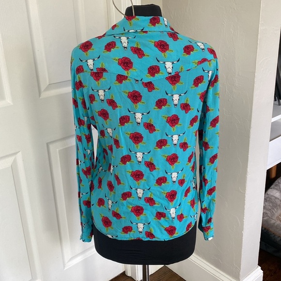 Roper Blue Button Down Shirt with Notched Collar - Picture 4 of 6